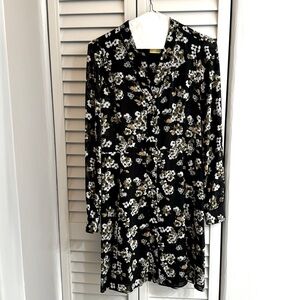 💗Michael Kors black flowered shirt dress